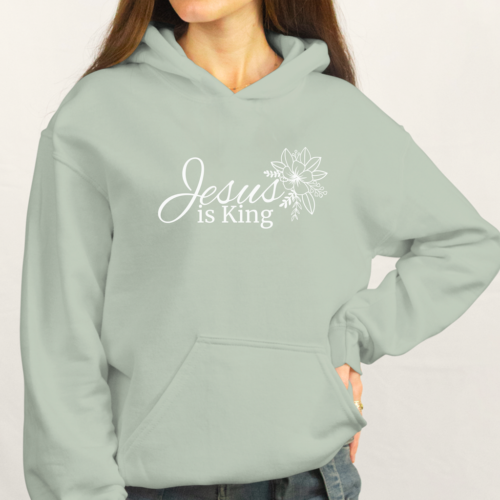 JESUS IS KING WOMEN'S HOODIE - DUSTY SAGE